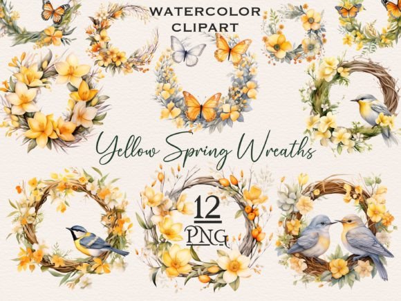 Download Yellow Floral Wreath Spring PNG Bundle - Yellow floral Collection