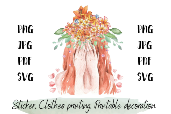 Download Girl Watercolor-Sticker, Printable Decor - Decor Collection
