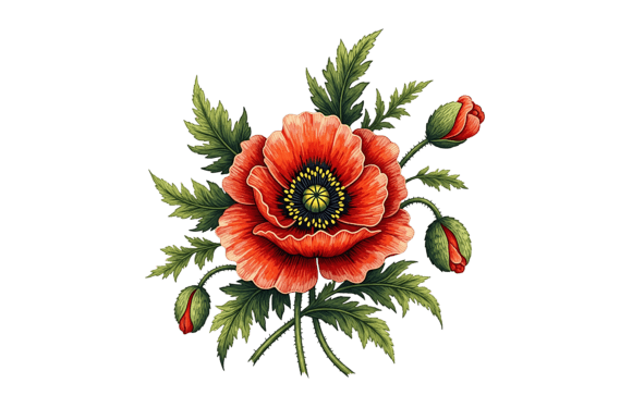 Download Vibrant Red Poppy Flower with Buds - Premium Resources