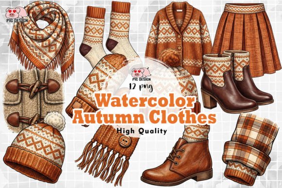 Download Watercolor Autumn Clothes PNG - Premium Resources