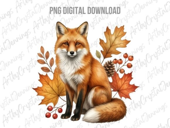 Download Watercolor Autumn Fox Wildlife PNG - Premium Bundle