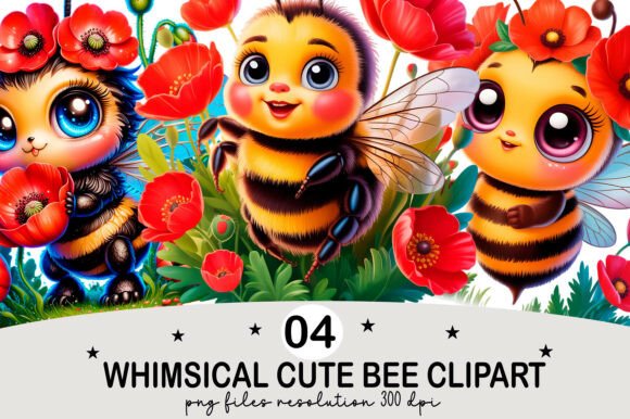 Download Cute Bee Clipart Red Poppy Flower Bumble - Poppy flower Collection