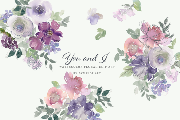 Download Watercolor Blush Purple Floral Graphics - Floral graphics Collection