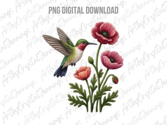 Download Hummingbird and Poppy Flower PNG - Poppy flower Collection